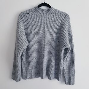 Forever 21 Chunky Knit Gray Distressed Sweater
